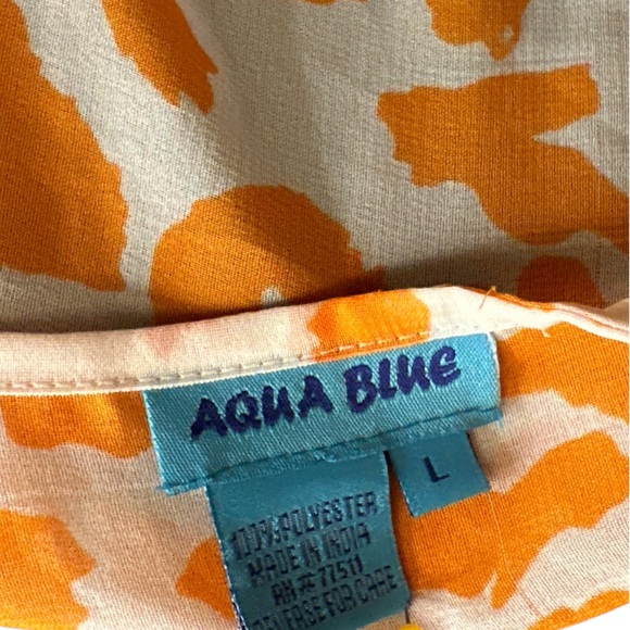 Aqua Blue Ladies Orange and White Beaded Beach Cover Up Size Large - Picture 6 of 7